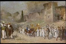 During the Exodus Moses Strikes a Rock and Obtains a Supply of Water for the Israelites-Robert Leinweber-Stretched Canvas