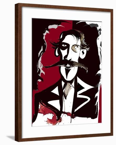 Robert Louis Stevenson - colour caricature-Neale Osborne-Framed Giclee Print