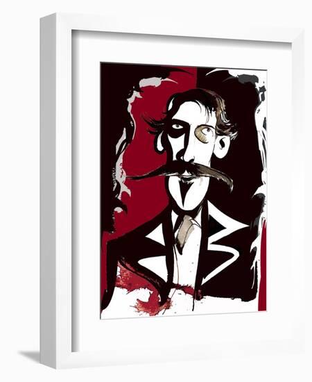 Robert Louis Stevenson - colour caricature-Neale Osborne-Framed Giclee Print