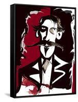 Robert Louis Stevenson - colour caricature-Neale Osborne-Framed Stretched Canvas