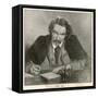 Robert Louis Stevenson the Scottish Writer and Poet at the Age of 35 Seen Writing at His Desk-null-Framed Stretched Canvas