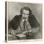 Robert Louis Stevenson the Scottish Writer and Poet at the Age of 35 Seen Writing at His Desk-null-Stretched Canvas