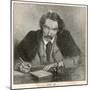 Robert Louis Stevenson the Scottish Writer and Poet at the Age of 35 Seen Writing at His Desk-null-Mounted Art Print