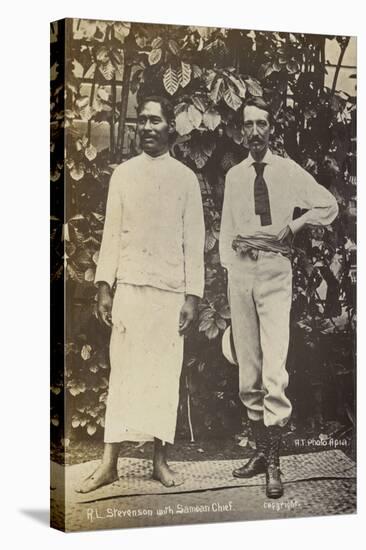 Robert Louis Stevenson with a Samoan Chief-null-Stretched Canvas