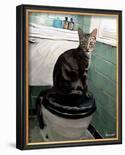 Gray Tiger Cat on the Toilet-Robert Mcclintock-Art Print