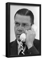 Robert McNamara (On Phone) Art Poster Print-null-Framed Poster