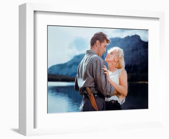 Robert Mitchum, Marilyn Monroe. "River of No Return" 1954, Directed by Otto Preminger-null-Framed Photographic Print