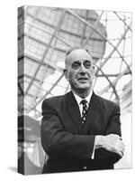 Robert Moses in Front of the New York's World Fair Signature Structure, the Unisphere-null-Stretched Canvas