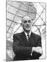 Robert Moses in Front of the New York's World Fair Signature Structure, the Unisphere-null-Mounted Photo