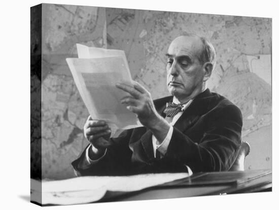 Robert Moses, Nyc Planner and Builder of Highways, Reading Document in His Office-Alfred Eisenstaedt-Stretched Canvas