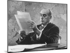 Robert Moses, Nyc Planner and Builder of Highways, Reading Document in His Office-Alfred Eisenstaedt-Mounted Photographic Print