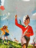 Flying Kites - Child Life-Robert O. Skemp-Framed Stretched Canvas