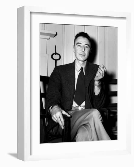 Robert Oppenheimer at the Clinton Engineer Works (Oak Ridge) of the Manhattan Project-null-Framed Photo