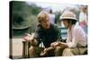 Robert Redford and Meryl Streep sur le tournage du film Out of Africa by Sydney Pollack, 1985 (phot-null-Stretched Canvas