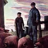 "Slopping the Pigs,"November 1, 1942-Robert Riggs-Giclee Print