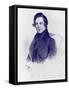 Robert Schumann drawing by-Josef Kriehuber-Framed Stretched Canvas