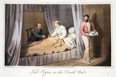 Lord Byron on His Death Bed, from the Last Days of Lord Byron by William Parry, Pub. 1825