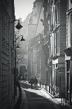 Two People Walking Up Sunny Side Street Near St Michel Notre Dame in Paris, France-Robert Such-Laminated Photographic Print
