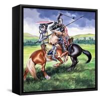 Robert the Bruce, King of Scotland About to Kill Sir Henry De Bohum-Ron Embleton-Framed Stretched Canvas