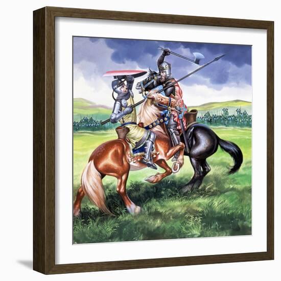 Robert the Bruce, King of Scotland About to Kill Sir Henry De Bohum-Ron Embleton-Framed Giclee Print