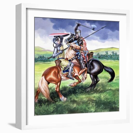 Robert the Bruce, King of Scotland About to Kill Sir Henry De Bohum-Ron Embleton-Framed Giclee Print