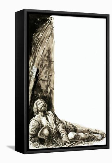 Robert the Bruce Watching a Spider Rebuild its Web-C.l. Doughty-Framed Stretched Canvas