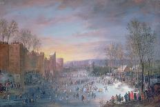 Ice Skating on the Stadtgraben in Brussels, 1649-Robert Van Den Hoecke-Giclee Print