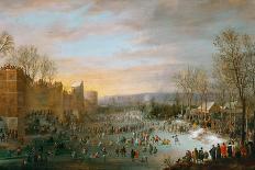 Ice Skating on the Stadtgraben in Brussels, 1649-Robert Van Den Hoecke-Giclee Print