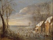 Skating Scene Or, Snow Effect (Oil on Canvas)-Robert Van Den Hoecke-Framed Giclee Print