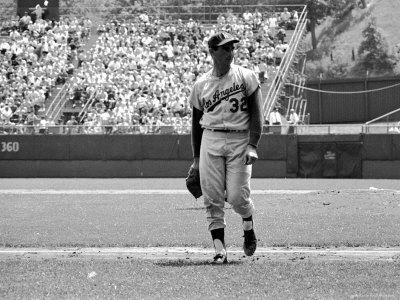 Los Angeles Dodgers Pitcher Sandy Koufax Taking the Field During Game Against the Milwaukee Braves