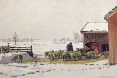 Feeding the Sheep in Winter-Robert Weir Allan-Framed Stretched Canvas