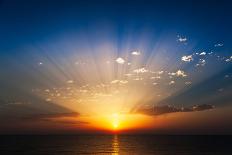 Perfect Sunrise on the Sea, with Radiant Rays of Sun over a Warm Colourful Horizont.-Roberto Caucino-Mounted Photographic Print