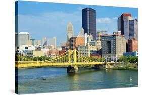 Roberto Clemente Bridge and Skyscrapers in Downtown Pittsburgh, Pennsylvania, Usa.-SeanPavonePhoto-Stretched Canvas