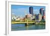 Roberto Clemente Bridge and Skyscrapers in Downtown Pittsburgh, Pennsylvania, Usa.-SeanPavonePhoto-Framed Photographic Print