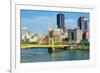 Roberto Clemente Bridge and Skyscrapers in Downtown Pittsburgh, Pennsylvania, Usa.-SeanPavonePhoto-Framed Photographic Print