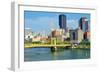 Roberto Clemente Bridge and Skyscrapers in Downtown Pittsburgh, Pennsylvania, Usa.-SeanPavonePhoto-Framed Photographic Print