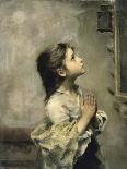 Praying Girl, Italian Painting of 19th Century-Roberto Ferruzzi-Framed Stretched Canvas