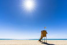 Sun shining over the lifeguard's cabin by the ocean, Morro Jable, Fuerteventura-Roberto Moiola-Photographic Print