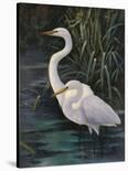 Egrets On Blue-Robertson-Stretched Canvas