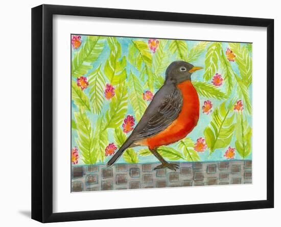 Robin Bird Watercolor-null-Framed Art Print