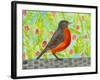 Robin Bird Watercolor-null-Framed Art Print