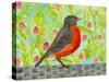 Robin Bird Watercolor-null-Stretched Canvas