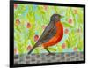 Robin Bird Watercolor-null-Framed Art Print