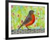 Robin Bird Watercolor-null-Framed Art Print