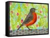 Robin Bird Watercolor-null-Framed Stretched Canvas