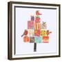 Robin Christmas Present Tree-Sarah Battle-Framed Giclee Print