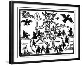 Robin Goodfellow, Represented as Priapus with Goat Horns, Erect Penis and Surrounded by Circle of…-null-Framed Giclee Print