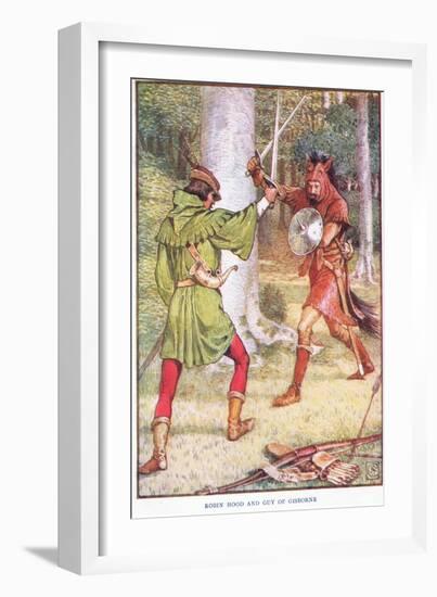 Robin Hood and Guy of Gisborne, C.1920-Walter Crane-Framed Giclee Print