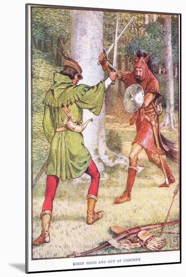Robin Hood and Guy of Gisborne, C.1920-Walter Crane-Mounted Giclee Print