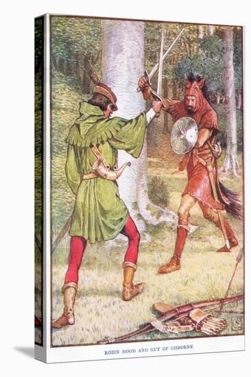 Robin Hood and Guy of Gisborne, C.1920-Walter Crane-Stretched Canvas
